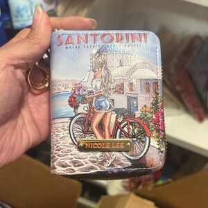 Nicole Lee Pastel Santorini Bicycle Zip Wallet - Blue, Pink, Red